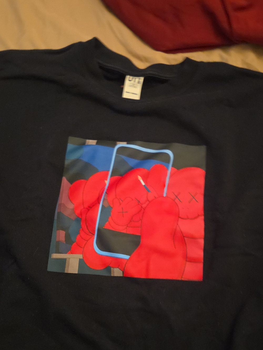 Black Kids Graphic Tee with Red Character Art -